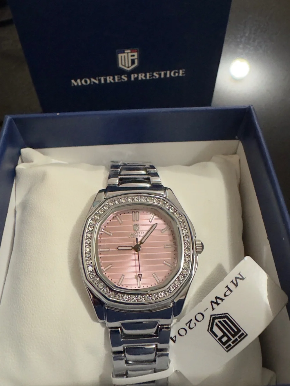 Invicta Silver Bracelet Watch with Pink Dial and Crystal Accents